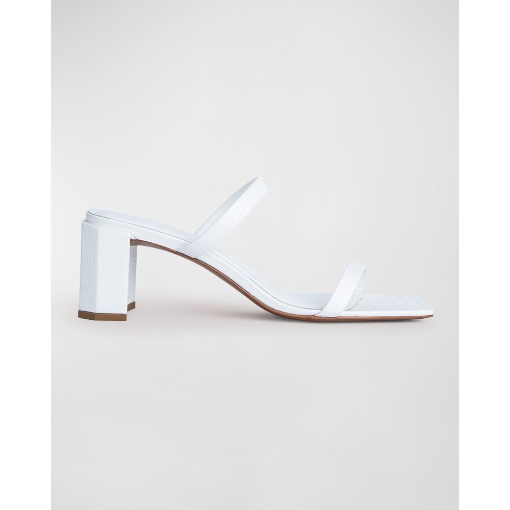 By Far 'Tanya' White Leather Embossed Chunky Heel Size 8